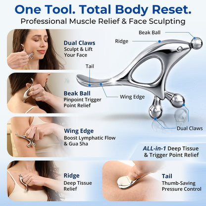 All-in-1 Trigger Point Massage Tool & Gua Sha for Face & Body