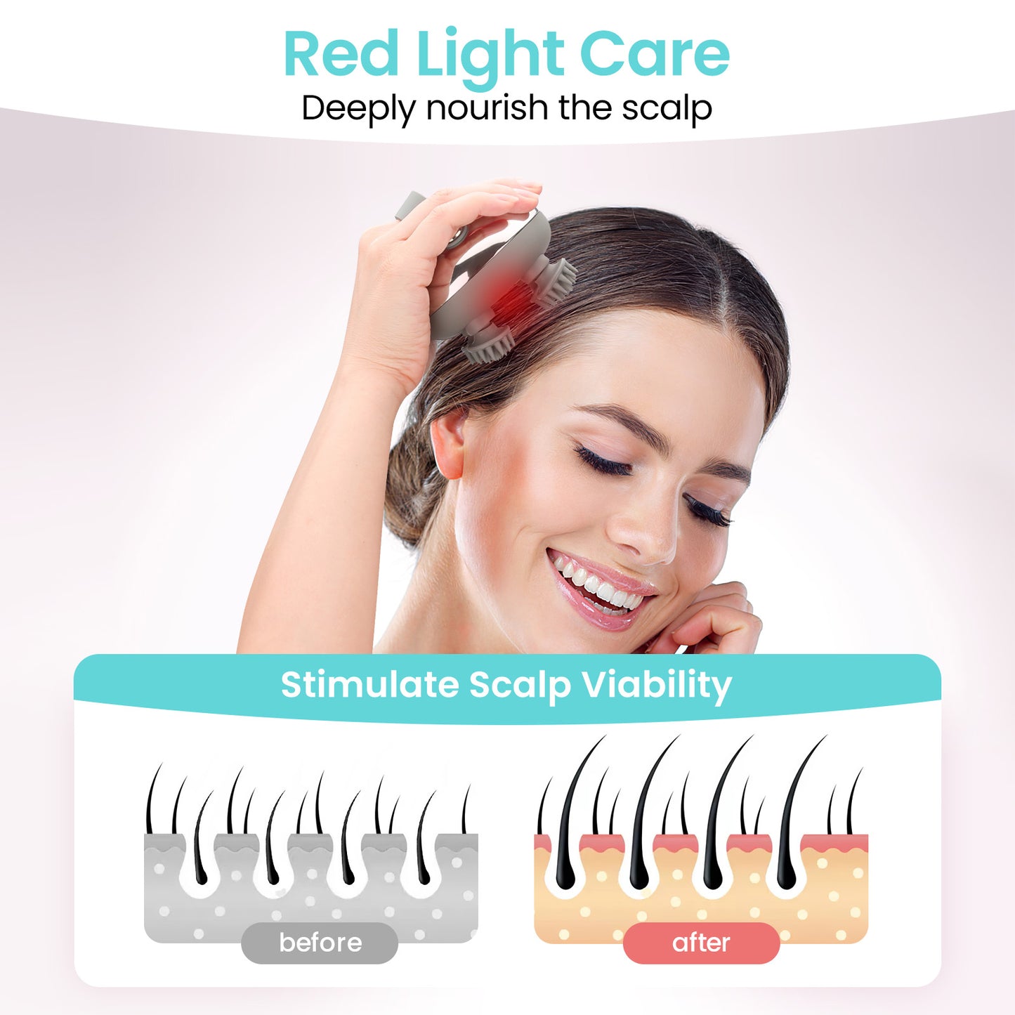 Scalp Massager with Red Light, Silver